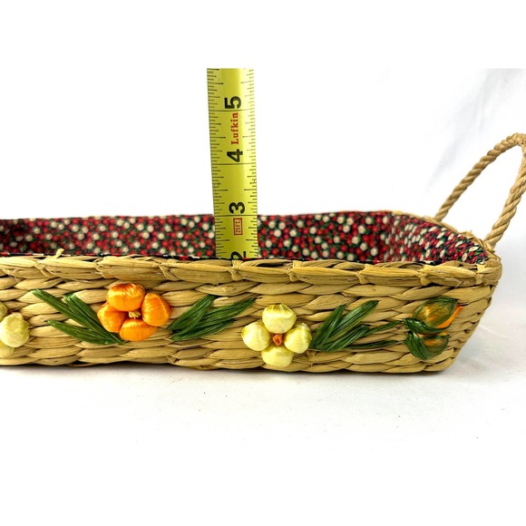 Vintage Floral Woven Basket Picnic Outdoor Entertaining Cheery Summer Theme - Picture 11 of 11